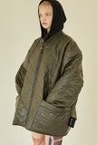 イーエスシースタジオ(ESC STUDIO)  Leather quilted jumper (khaki)