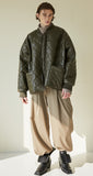 イーエスシースタジオ(ESC STUDIO)  Leather quilted jumper (khaki)