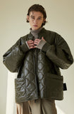 イーエスシースタジオ(ESC STUDIO)  Leather quilted jumper (khaki)