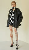 イーエスシースタジオ(ESC STUDIO)  Leather quilted jumper (black)