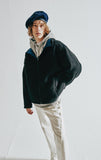 ORDINARY PEOPLE(オーディナリーピープル)  BLUE STITCH POINT BLACK REVERSIBLE FLEECE JACKET