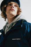 ORDINARY PEOPLE(オーディナリーピープル)  BLUE STITCH POINT BLACK REVERSIBLE FLEECE JACKET
