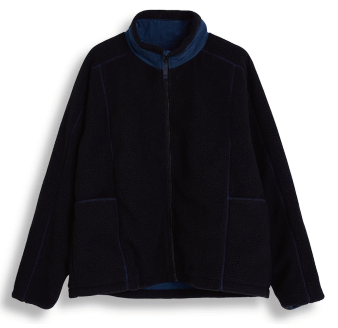 ORDINARY PEOPLE(オーディナリーピープル)  BLUE STITCH POINT BLACK REVERSIBLE FLEECE JACKET