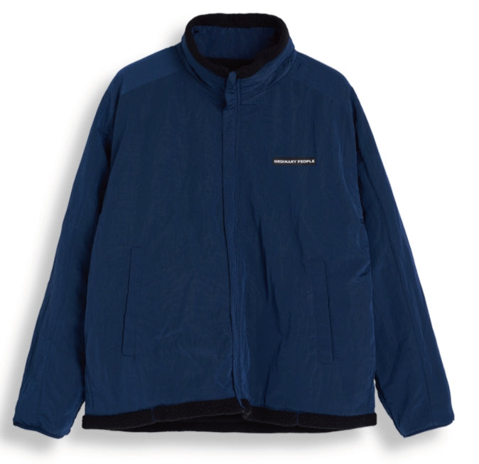 ORDINARY PEOPLE(オーディナリーピープル)  BLUE STITCH POINT BLACK REVERSIBLE FLEECE JACKET