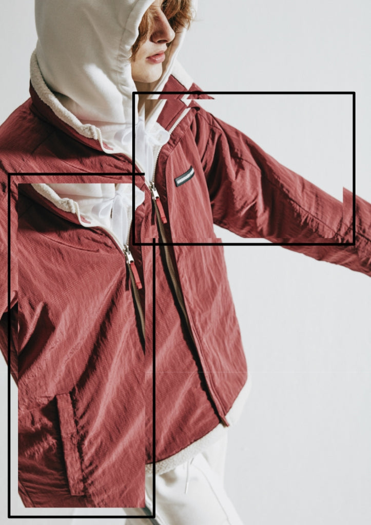 ORDINARY PEOPLE(オーディナリーピープル)  RED STITCH POINT IVORY REVERSIBLE FLEECE JACKET