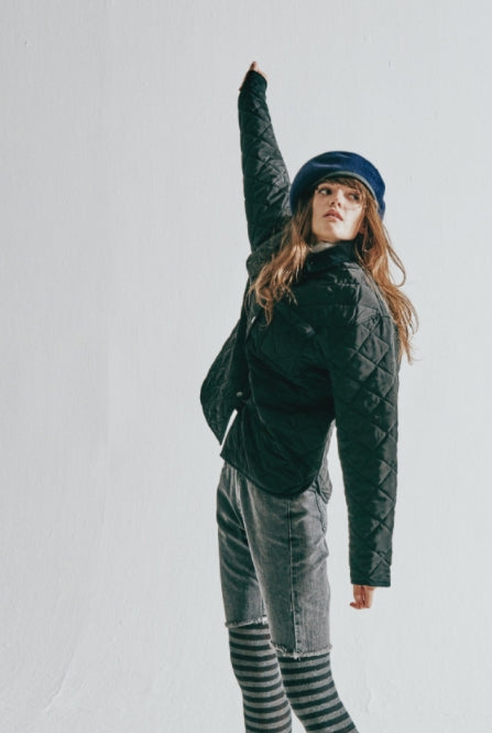 ORDINARY PEOPLE(オーディナリーピープル)  CORDUROY COLLAR BLACK QUILTING JACKET