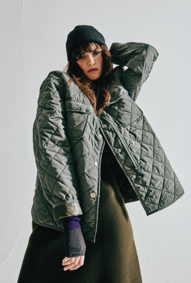 ORDINARY PEOPLE(オーディナリーピープル)   CORDUROY COLLAR KHAKI QUILTING JACKET