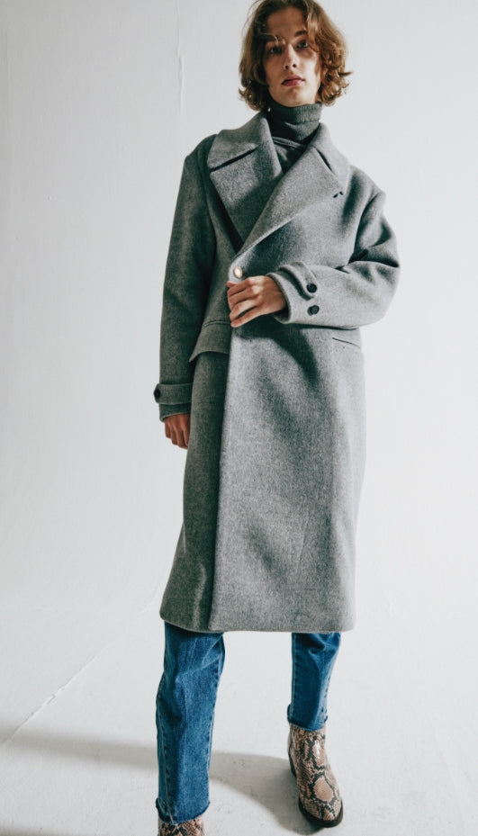 ORDINARY PEOPLE(オーディナリーピープル)   ORDINARY OVERSIZE GREY DOUBLE COAT