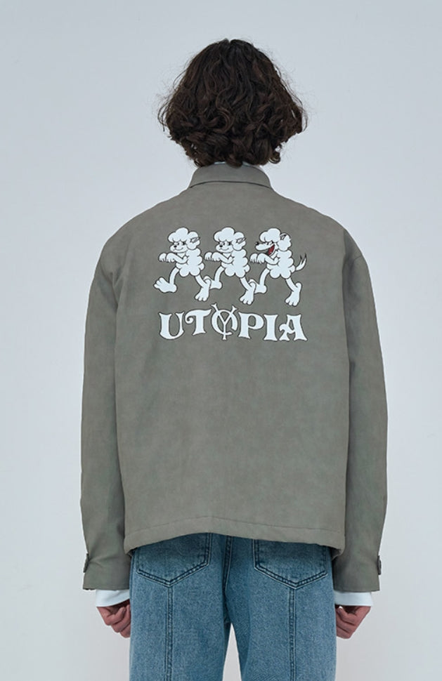 オーワイ(OY) 	SHEEP&WOLF LEATHER JACKET-GREY