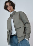 オーワイ(OY) 	SHEEP&WOLF LEATHER JACKET-GREY