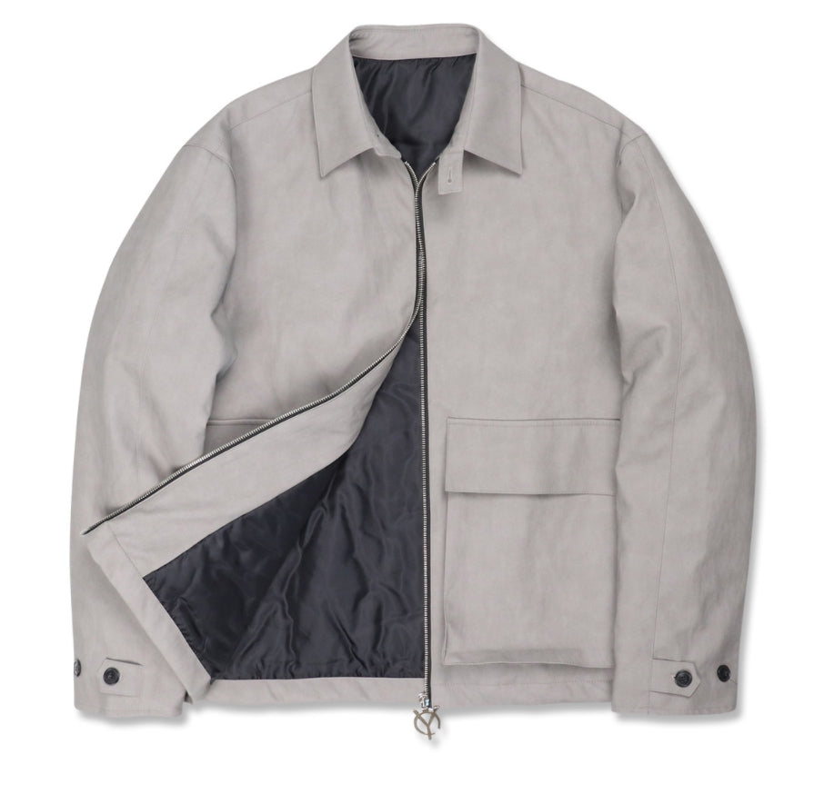 オーワイ(OY) 	SHEEP&WOLF LEATHER JACKET-GREY