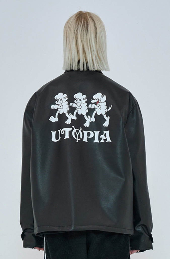 オーワイ(OY) 	SHEEP&WOLF LEATHER JACKET-BLACK