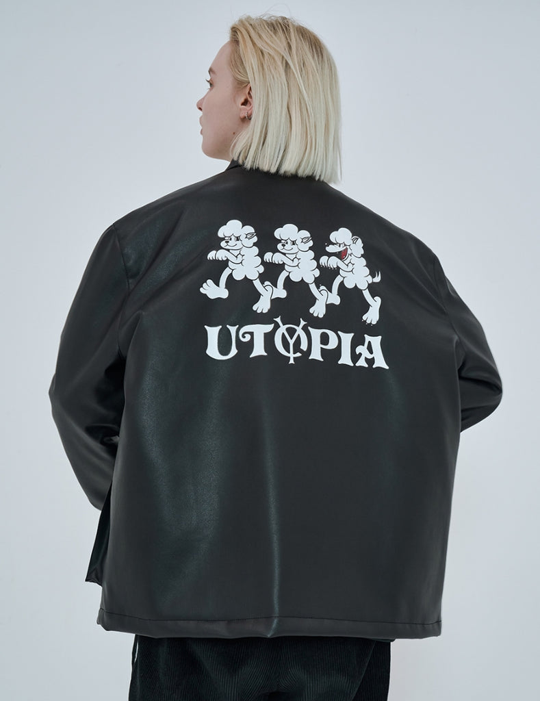 オーワイ(OY) 	SHEEP&WOLF LEATHER JACKET-BLACK