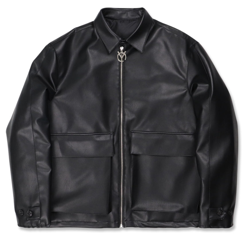 オーワイ(OY) 	SHEEP&WOLF LEATHER JACKET-BLACK