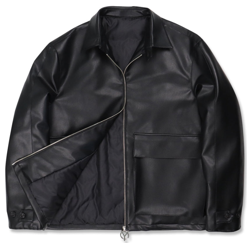 オーワイ(OY) 	SHEEP&WOLF LEATHER JACKET-BLACK