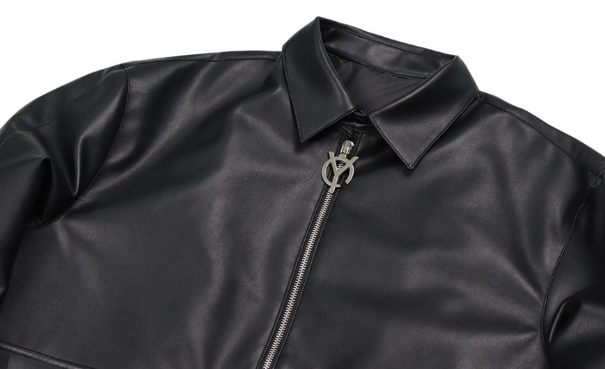 オーワイ(OY) 	SHEEP&WOLF LEATHER JACKET-BLACK