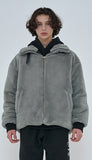 オーワイ(OY) 	BOTH ZIPPER UNBALANCE LOGO FUR JACKET-KHAKI