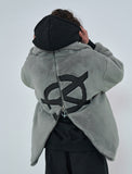 オーワイ(OY) 	BOTH ZIPPER UNBALANCE LOGO FUR JACKET-KHAKI