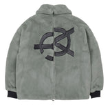 オーワイ(OY) 	BOTH ZIPPER UNBALANCE LOGO FUR JACKET-KHAKI