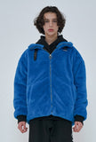 オーワイ(OY) 	BOTH ZIPPER UNBALANCE LOGO FUR JACKET-BLUE