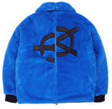 オーワイ(OY) 	BOTH ZIPPER UNBALANCE LOGO FUR JACKET-BLUE