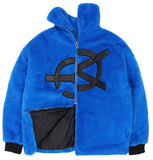 オーワイ(OY) 	BOTH ZIPPER UNBALANCE LOGO FUR JACKET-BLUE