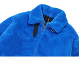 オーワイ(OY) 	BOTH ZIPPER UNBALANCE LOGO FUR JACKET-BLUE