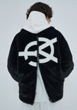オーワイ(OY) 	BOTH ZIPPER UNBALANCE LOGO FUR JACKET-BLACK