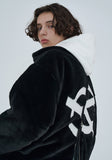 オーワイ(OY) 	BOTH ZIPPER UNBALANCE LOGO FUR JACKET-BLACK