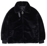 オーワイ(OY) 	BOTH ZIPPER UNBALANCE LOGO FUR JACKET-BLACK