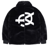 オーワイ(OY) 	BOTH ZIPPER UNBALANCE LOGO FUR JACKET-BLACK
