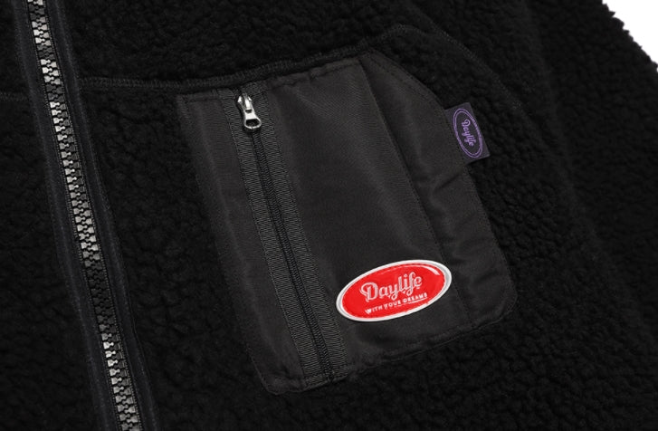 デイライフ(Daylife)  Daylife Fleece reversible long jacket (BLACK)