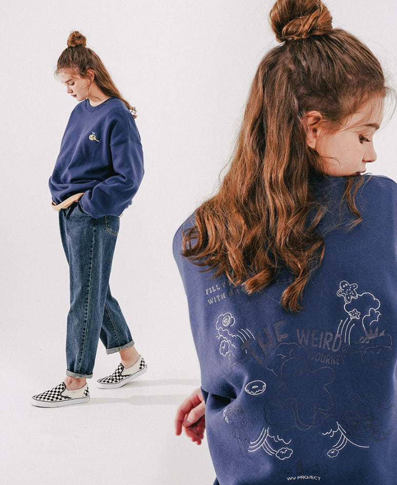 ダブルユーブイプロジェクト(WV PROJECT)  Looking Sweat Shirt Navy SMMT7445