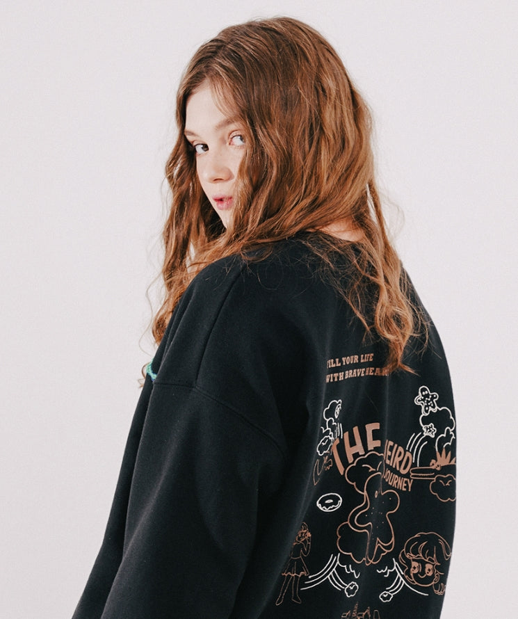 ダブルユーブイプロジェクト(WV PROJECT)  Looking Sweat Shirt Black SMMT7445