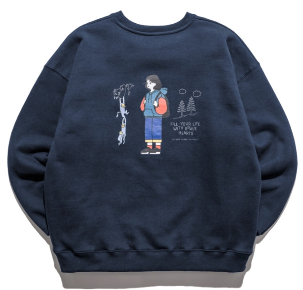 ダブルユーブイプロジェクト(WV PROJECT) Brave Heart Sweat Shirt Navy SMMT7443