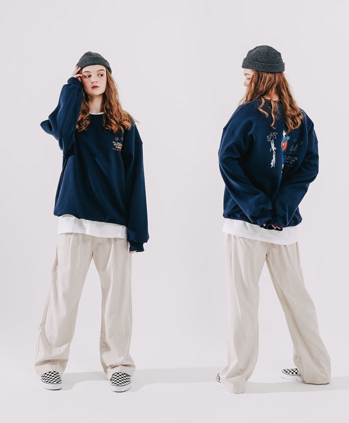 ダブルユーブイプロジェクト(WV PROJECT) Brave Heart Sweat Shirt Navy SMMT7443