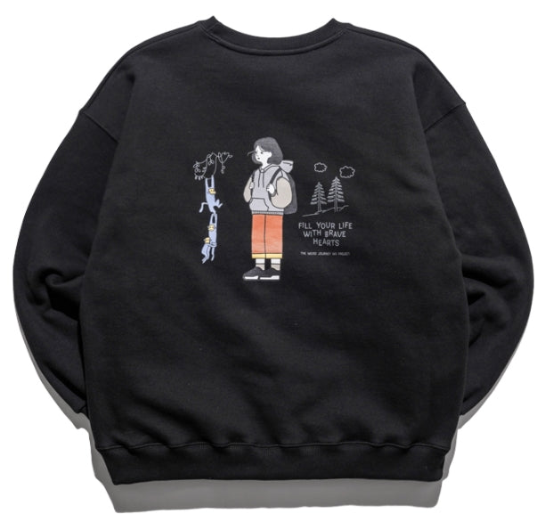 ダブルユーブイプロジェクト(WV PROJECT) Brave Heart Sweat Shirt Black SMMT7443
