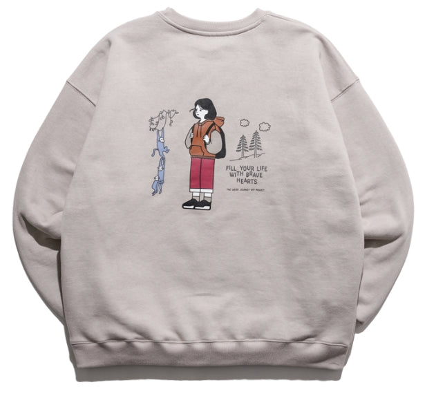ダブルユーブイプロジェクト(WV PROJECT) Brave Heart Sweat Shirt Light Beige SMMT7443