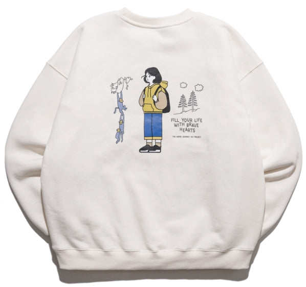 ダブルユーブイプロジェクト(WV PROJECT) Brave Heart Sweat Shirt Cream SMMT7443