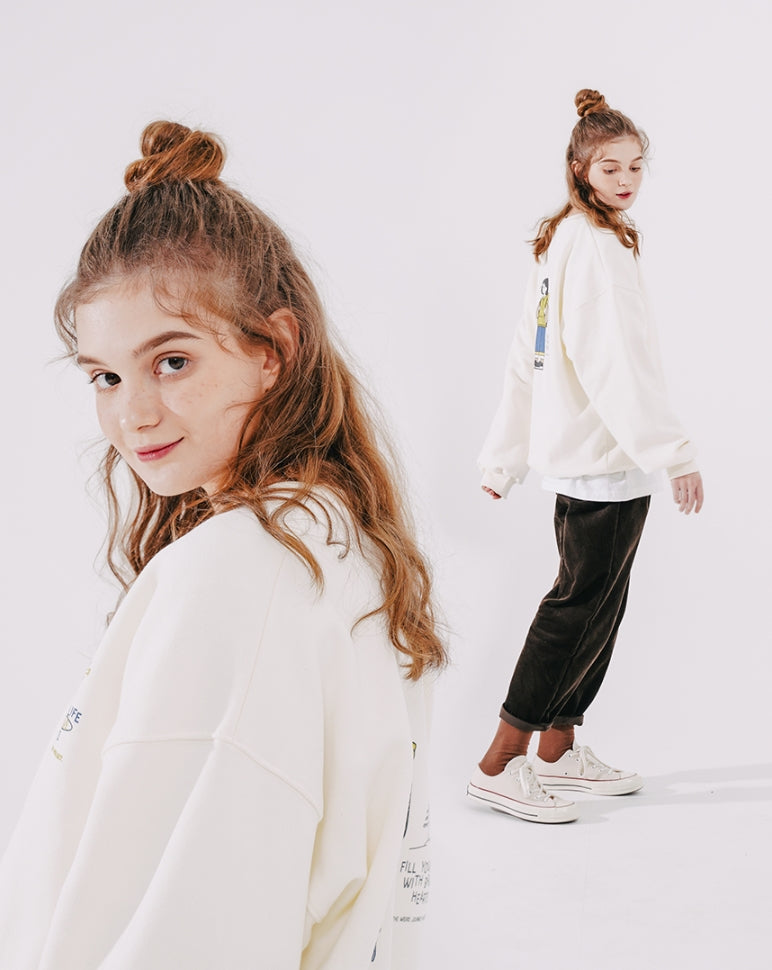 ダブルユーブイプロジェクト(WV PROJECT) Brave Heart Sweat Shirt Cream SMMT7443