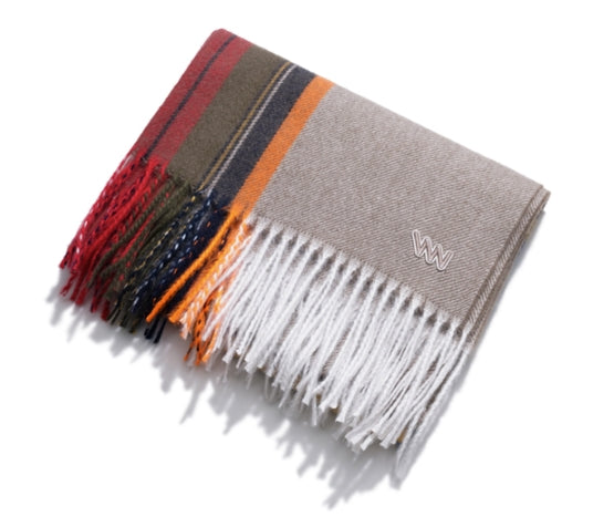 ダブルユーブイプロジェクト(WV PROJECT) Creamy Check Muffler Beige CJAC7457