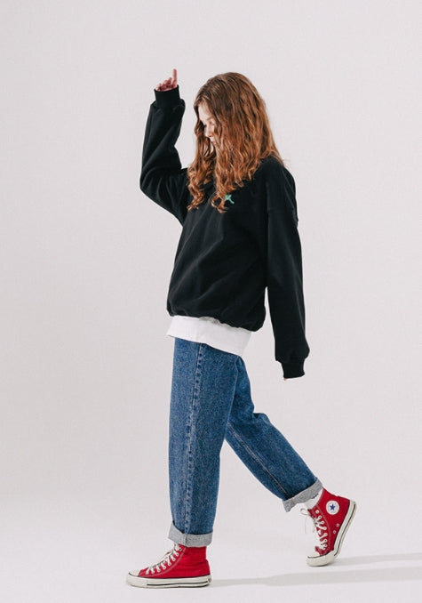 ダブルユーブイプロジェクト(WV PROJECT)  Looking Sweat Shirt Black SMMT7445