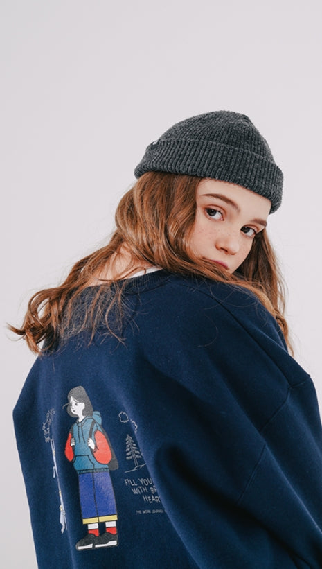 ダブルユーブイプロジェクト(WV PROJECT) Brave Heart Sweat Shirt Navy SMMT7443