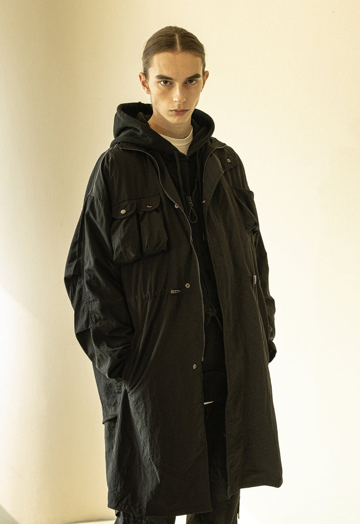 マスノウン(MASSNOUN)  LAYERED M-65 FISHTAIL COAT MFZCT002-BK