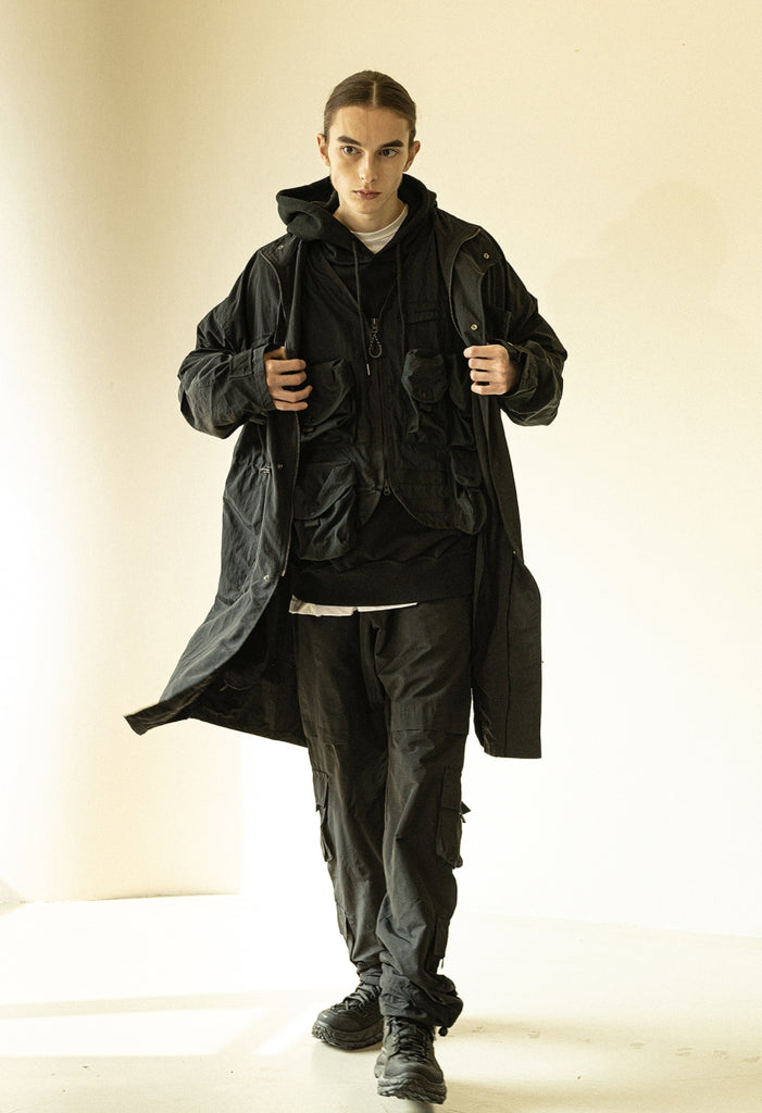 マスノウン(MASSNOUN)  LAYERED M-65 FISHTAIL COAT MFZCT002-BK