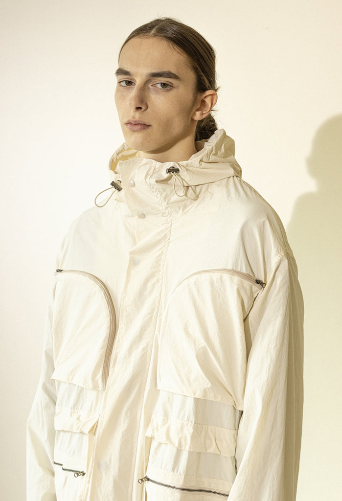 マスノウン(MASSNOUN)  MULTI POCKET HOODY FISHTAIL COAT MFZCT001-IV