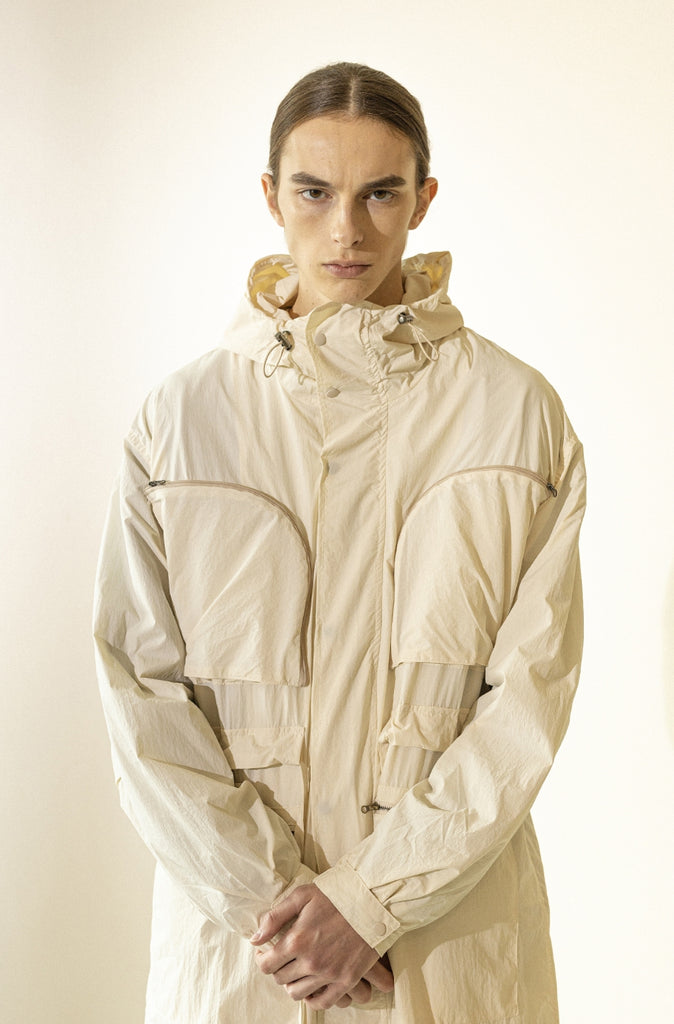 マスノウン(MASSNOUN)  MULTI POCKET HOODY FISHTAIL COAT MFZCT001-IV