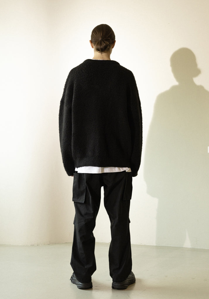 マスノウン(MASSNOUN)    ANGORA WOOL MOHAIR CARDIGAN MFZCD001-BK
