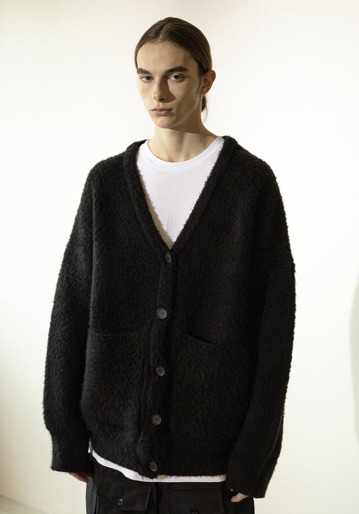マスノウン(MASSNOUN)    ANGORA WOOL MOHAIR CARDIGAN MFZCD001-BK