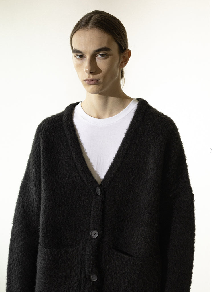 マスノウン(MASSNOUN)    ANGORA WOOL MOHAIR CARDIGAN MFZCD001-BK